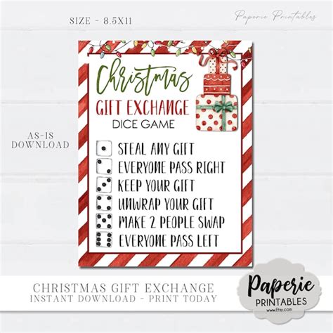 Christmas White Elephant Gift Exchange Rules Printable - Etsy