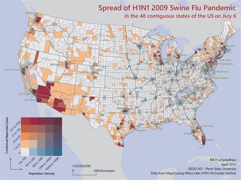 Spatial Distribution of the H1N1 2009 Swine Flu Pandemic in US – plan.thee