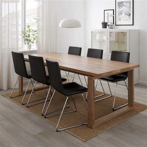 MÖRBYLÅNGA / VOLFGANG Table and 6 chairs - brown, Bomstad black - IKEA