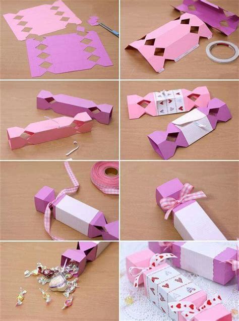 the collage shows how to make paper boxes with ribbons and bows on them ...