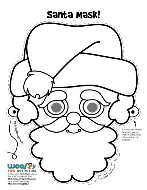 Santa Claus Mask to Color | Woo! Jr. Kids Activities : Children's Publishing