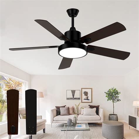 ghicc 52-Inch Ceiling Fans with Lights, Black Ceiling Fan with Lights Remote Control- Reversible ...