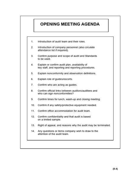 Opening Meeting Agenda | PDF