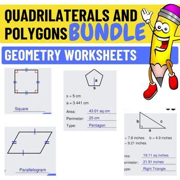 Geometry Worksheets - Quadrilaterals and Polygons BUNDLE by MATH LAMSA