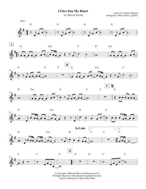 I Give You My Heart Sheet Music | David Backstrom | Lead Sheet / Fake Book