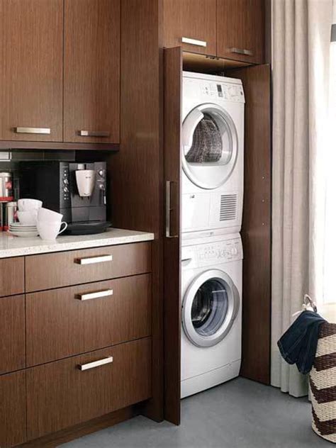 Laundry In Kitchen, Laundry Nook, Hidden Laundry, Laundry Cabinets, Small Laundry Rooms, Laundry ...