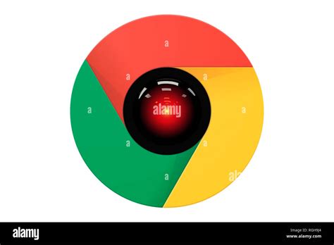 Google chrome logo and Hal 9000 2001 Space Odissey camera eye, concept ...