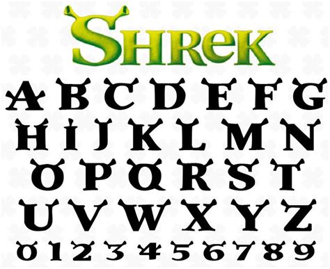 Font Shrek svg Shrek alphabet letters svg Shrek digital script Block font svg Disney font svg ...