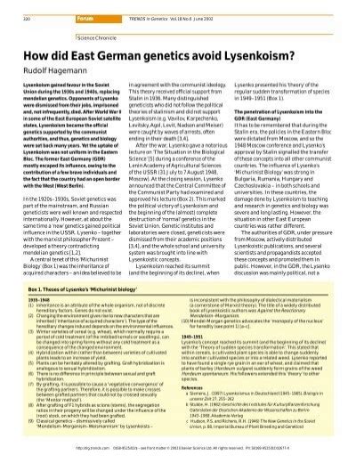 How did East German genetics avoid Lysenkoism?