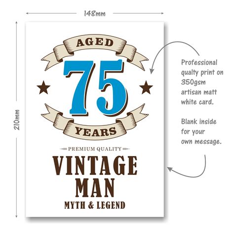 75th Birthday Card Vintage Age 75 Husband Brother Dad Men - Etsy UK