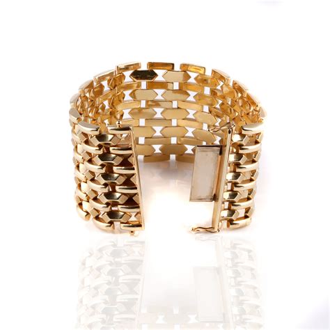 14ct gold wide cuff bracelet