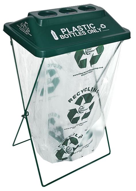 Plastic Bottle 3 hole recycling bin (Green) 5 pack, X frame recycler ...