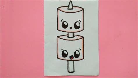 Cute Marshmallow Drawing - canvas-link