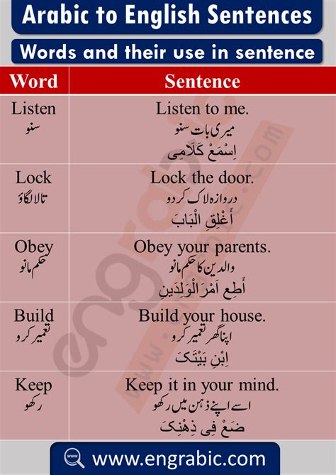 Short Arabic Words into Sentences | English phrases sentences, Basic ...