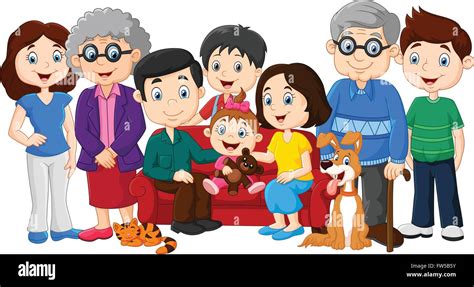 Big family with grandparents isolated on white background Stock Vector Image & Art - Alamy