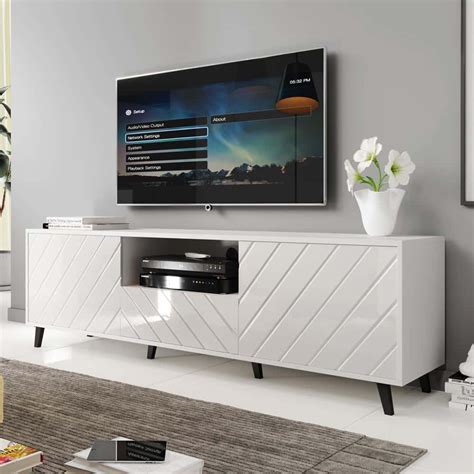 Paris Modern 71 Inch White TV Stand by Meble Furniture