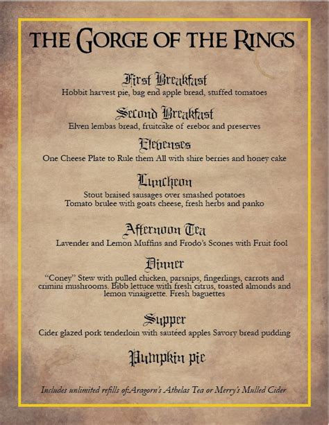 Always need inspiration for planning a LOTR marathon menu. Must eat ...