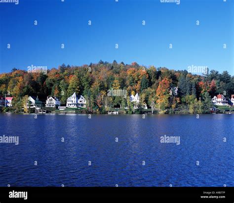 FALL FOLIAGE LAKE FLOWER LAKE SARANAC ADIRONDACK PARK NEW YORK STATE ...