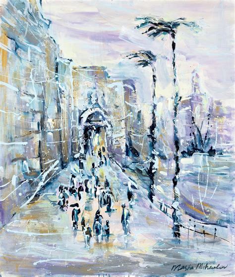 Old City of Jerusalem the Jaffa Gate Painting - Israel Center of Judaica