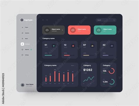 Dashboard Design. App interface with UI and UX elements. Use design for ...