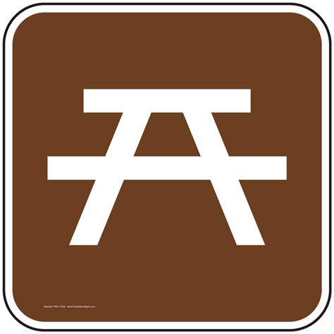 Recreation Parks / Camping Picnic Symbol Sign - Reflective Brown