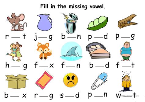 Missing Vowel Worksheets - resultinfos