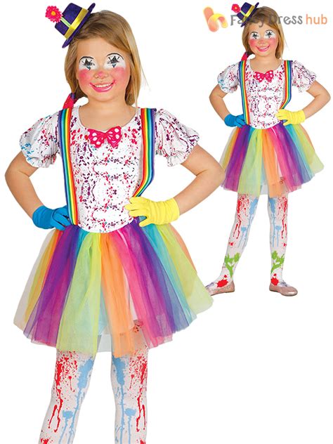 Girls Rainbow Clown Costumes Childs Circus Fancy Dress Kids Book Week ...