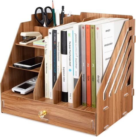 Home-Neat DIY Wood Desktop Organizer Storage Pen Holder Accessories ...