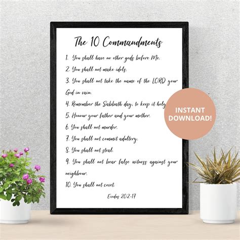 The 10 Commandments Exodus 20:2-17 Bible Verse Wall Art, Poster , Prints, Verses, DIGITAL ...