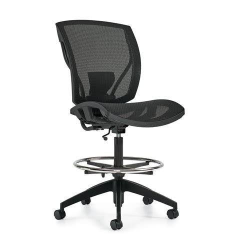 Mesh Back Chair | Upholstered Seat Armless Drafting Task Chair