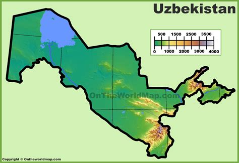 Uzbekistan physical map - Ontheworldmap.com