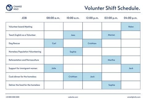 Free Professional Simple Volunteers Schedule template