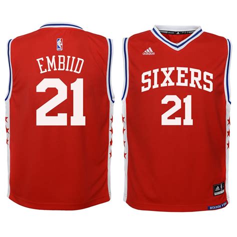 adidas Joel Embiid Philadelphia 76ers Youth Red Replica Jersey