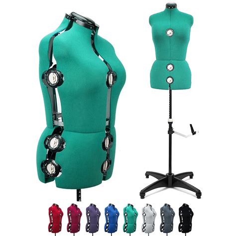 Green 13 Dials Female Fabric Adjustable Mannequin Dress Form for Sewing ...