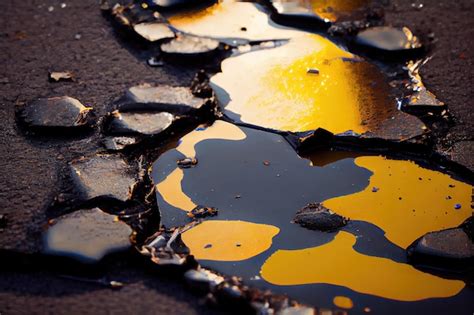 Premium Photo | Closeup of tar repair on damaged road surface