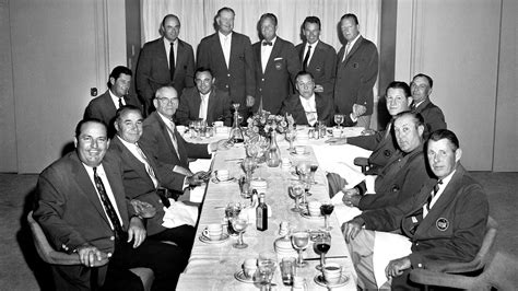 The 1958 Champions Dinner: (L-R) Claude Harmon, Gene Sarazen, Clifford ...