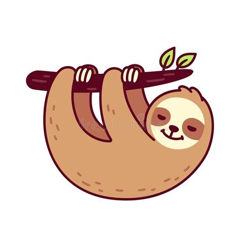 Cute Hanging Sloth Cartoon Illustration