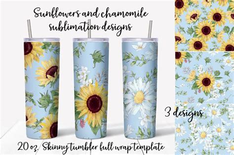 Sunflowers and Gold Dust Sublimation Tumbler Transfer 20oz Skinny ...