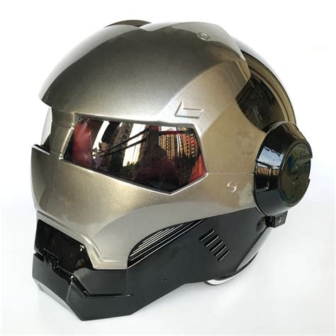 MASEI Bright Grey Black IRONMAN Iron Man helmet motorcycle helmet half ...