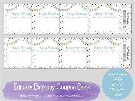 Birthday Coupon Book Printable & Editable Rainbow Birthday - Etsy