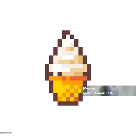 Pixel Art Ice Cream Cone Ilustrasi Makanan Penutup Manis Gaya Retro 8 ...