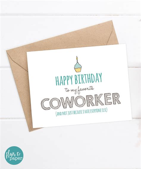 Birthday Card Coworker Birthday Card Funny Birthday Card