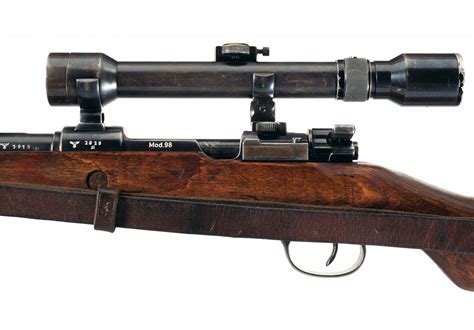 World War II Nazi Mauser 98K Double Claw Type Scoped Rifle with Commercial Scope