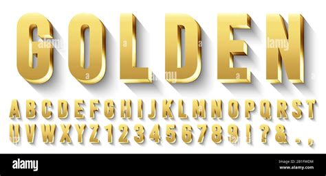 Golden 3D font. Metallic gold letters, luxury typeface and golds ...