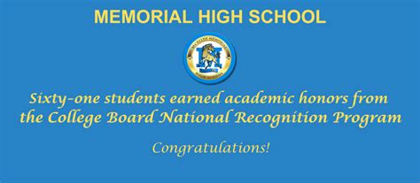 Sixty-one McAllen Memorial High School Students Earned Academic Honors from the College Board ...
