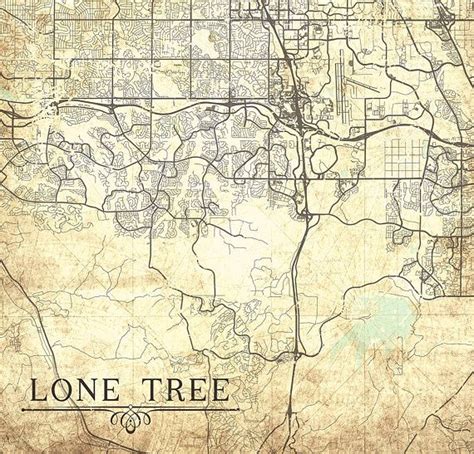 LONE TREE CO Canvas Print Colorado co Vintage map Town City | Canvas ...