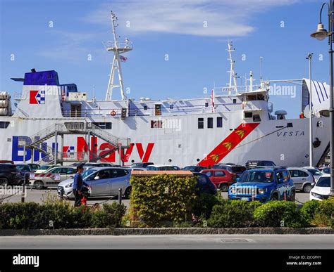 Blu-Navy ferry Vesta, docked in the port, Portoferraio, Island of Elba, Italy Stock Photo - Alamy