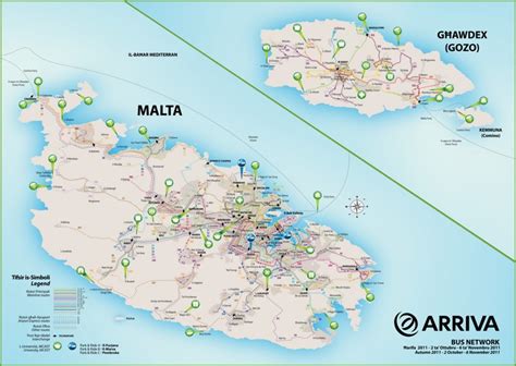 Malta bus route map - Ontheworldmap.com