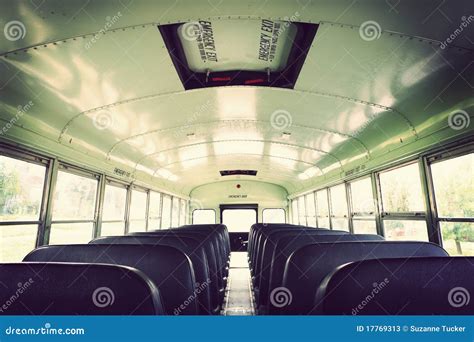 Interior Of An Old School Bus Stock Image - Image of door, inside: 17769313