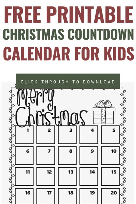 Printable Christmas Countdown Calendar